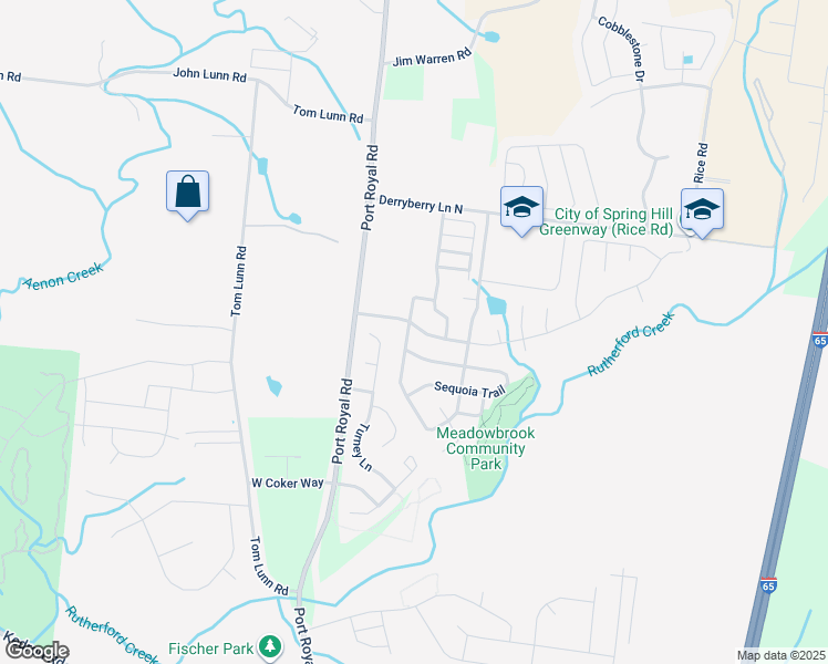 map of restaurants, bars, coffee shops, grocery stores, and more near 2001 Red Jacket Trace in Spring Hill