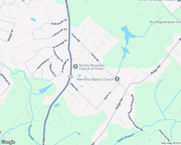 map of restaurants, bars, coffee shops, grocery stores, and more near 2327 Pinewood Drive in Maryville