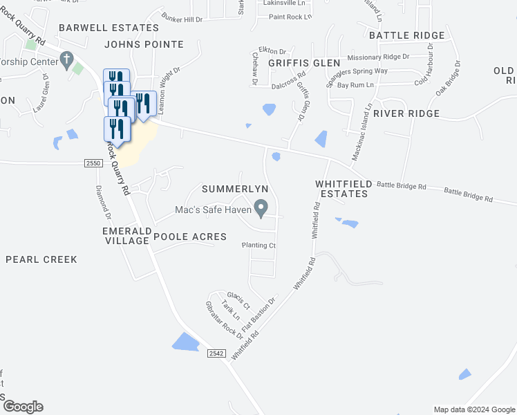 map of restaurants, bars, coffee shops, grocery stores, and more near 6829 Harter Court in Raleigh