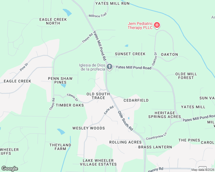 map of restaurants, bars, coffee shops, grocery stores, and more near 5101 Olde South Road in Raleigh