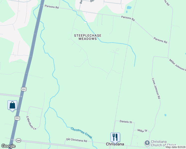 map of restaurants, bars, coffee shops, grocery stores, and more near 5502 Steeplechase Road in Christiana