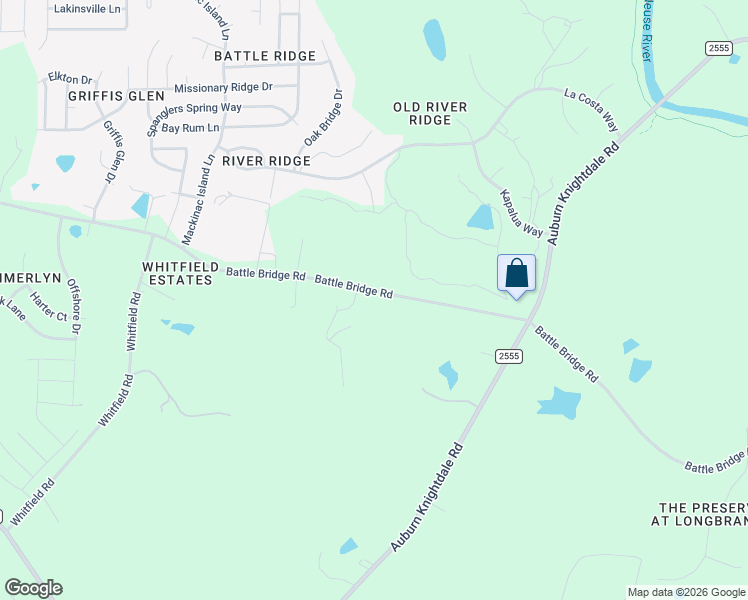 map of restaurants, bars, coffee shops, grocery stores, and more near 7416 Battle Bridge Road in Raleigh