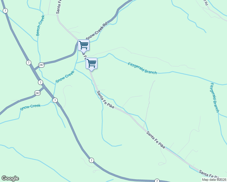 map of restaurants, bars, coffee shops, grocery stores, and more near 2430 Santa Fe Pike in Columbia