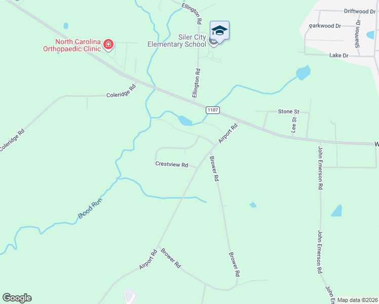 map of restaurants, bars, coffee shops, grocery stores, and more near 75 Crestview Road in Siler City