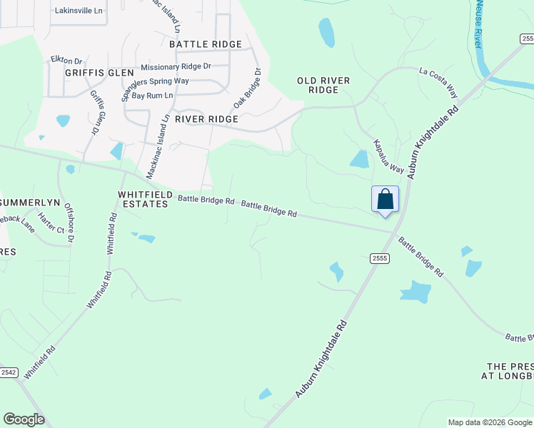 map of restaurants, bars, coffee shops, grocery stores, and more near 7416 Battle Bridge Road in Raleigh