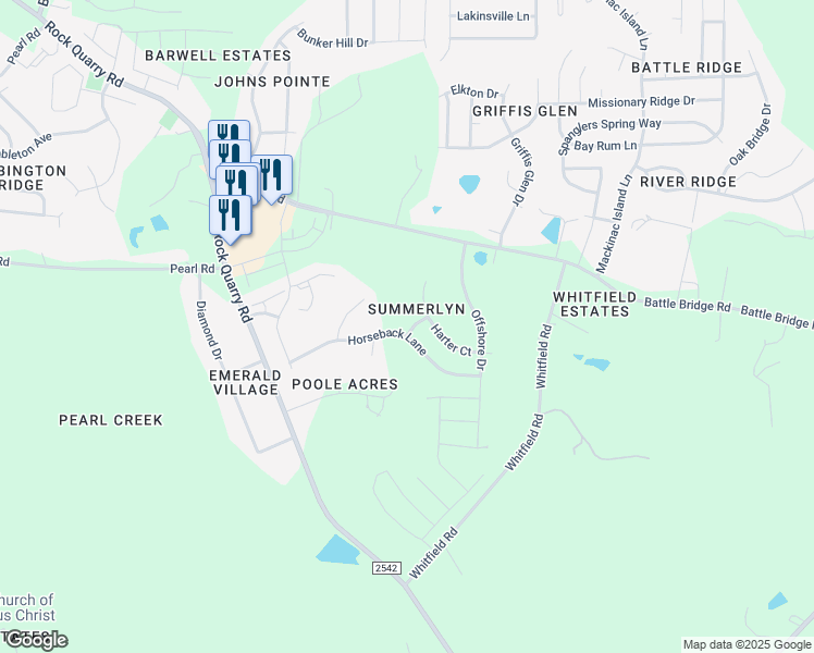 map of restaurants, bars, coffee shops, grocery stores, and more near 4314 Tealeaf Drive in Raleigh