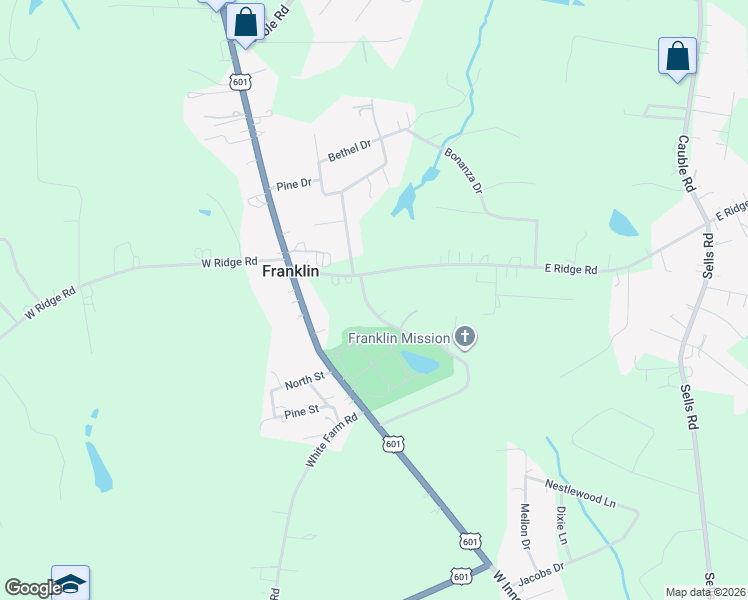 map of restaurants, bars, coffee shops, grocery stores, and more near 175 East Ridge Road in Salisbury