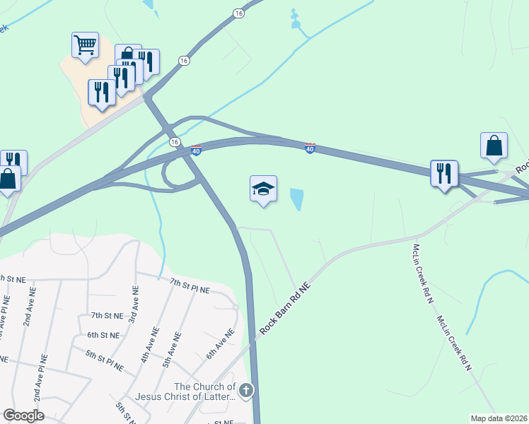 map of restaurants, bars, coffee shops, grocery stores, and more near 810 Hunsucker Drive in Conover