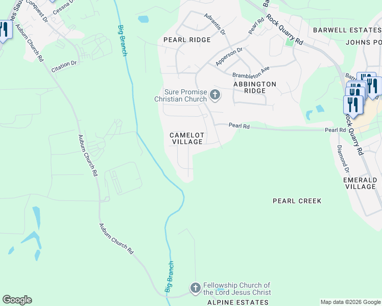 map of restaurants, bars, coffee shops, grocery stores, and more near in Wake County