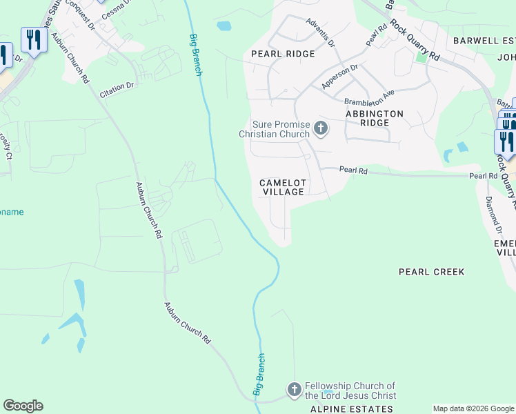 map of restaurants, bars, coffee shops, grocery stores, and more near 4313 Sir Julian Court in Raleigh