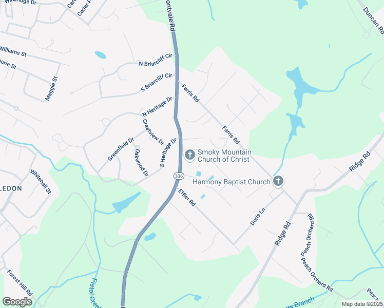 map of restaurants, bars, coffee shops, grocery stores, and more near 2210 Pinewood Drive in Maryville