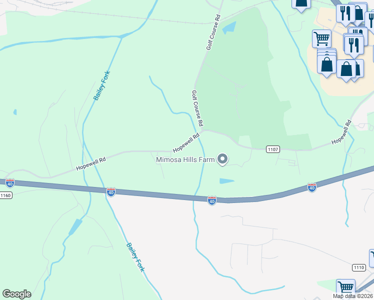 map of restaurants, bars, coffee shops, grocery stores, and more near 714 Hopewell Road in Morganton