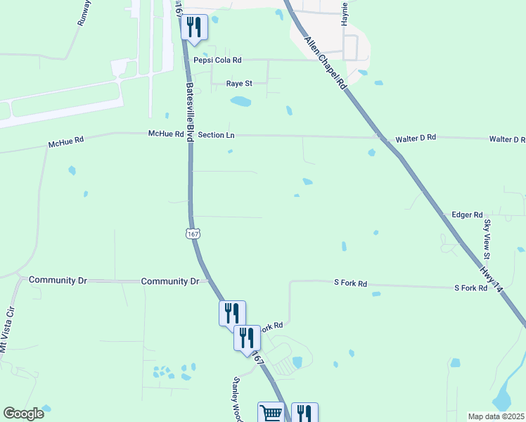 map of restaurants, bars, coffee shops, grocery stores, and more near 1411 Batesville Boulevard in Batesville