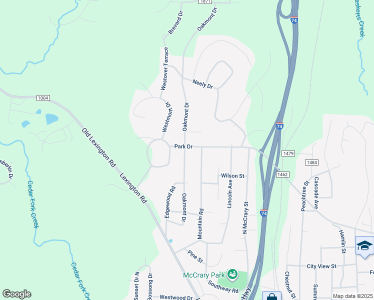 map of restaurants, bars, coffee shops, grocery stores, and more near 866 Oakmont Drive in Asheboro