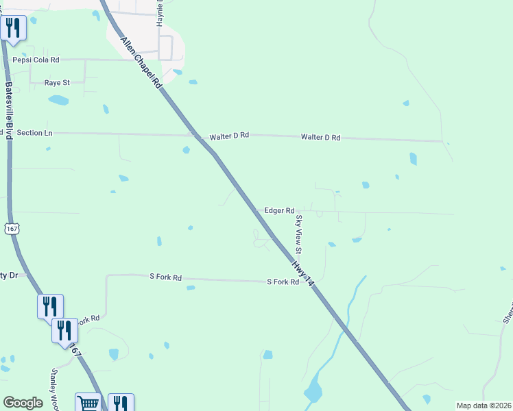 map of restaurants, bars, coffee shops, grocery stores, and more near 1019 Allen Chapel Road in Batesville