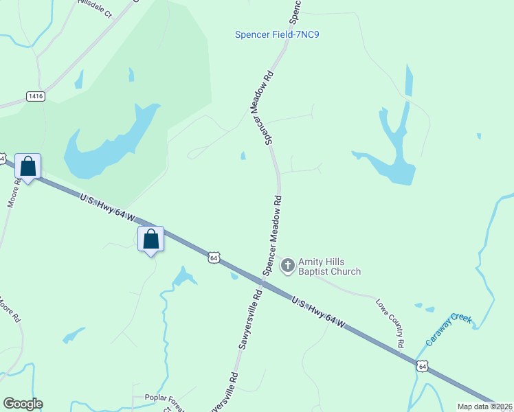 map of restaurants, bars, coffee shops, grocery stores, and more near 309 Spencer Meadow Road in Asheboro