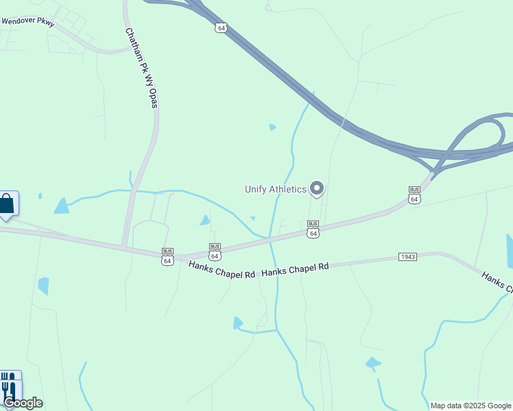 map of restaurants, bars, coffee shops, grocery stores, and more near 2193 U.S. 64 Business in Pittsboro