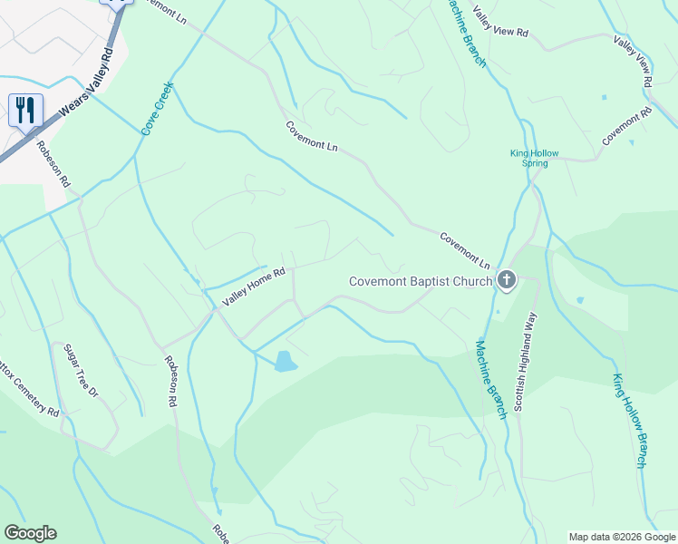 map of restaurants, bars, coffee shops, grocery stores, and more near 3131 Valley Home Road in Pigeon Forge