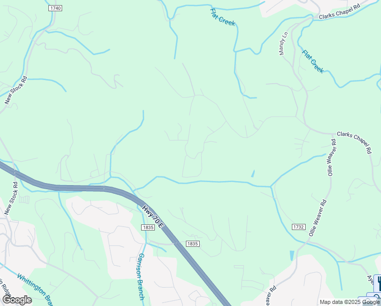 map of restaurants, bars, coffee shops, grocery stores, and more near 57 Pine Forest Drive in Weaverville