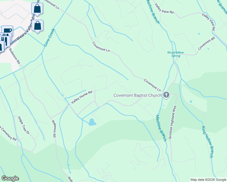 map of restaurants, bars, coffee shops, grocery stores, and more near 3131 Valley Home Road in Pigeon Forge
