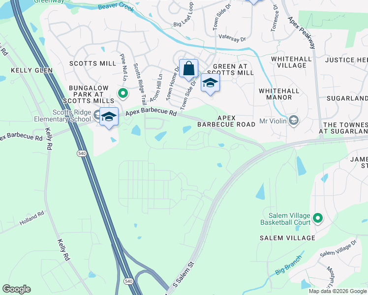 map of restaurants, bars, coffee shops, grocery stores, and more near 1866 Porch Swing Way in Apex