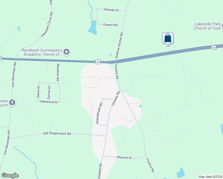 map of restaurants, bars, coffee shops, grocery stores, and more near 210 Chaney Road in Asheboro