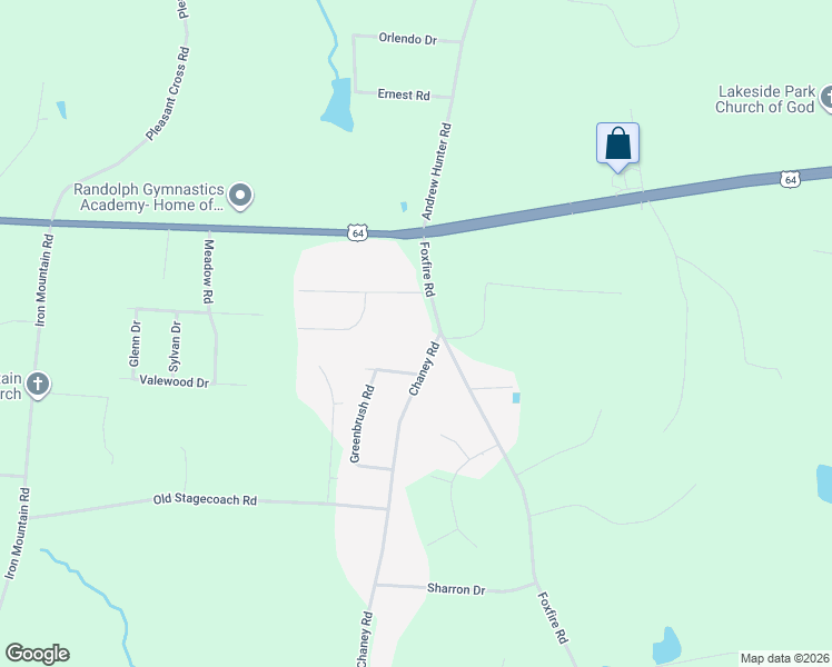 map of restaurants, bars, coffee shops, grocery stores, and more near 210 Chaney Road in Asheboro