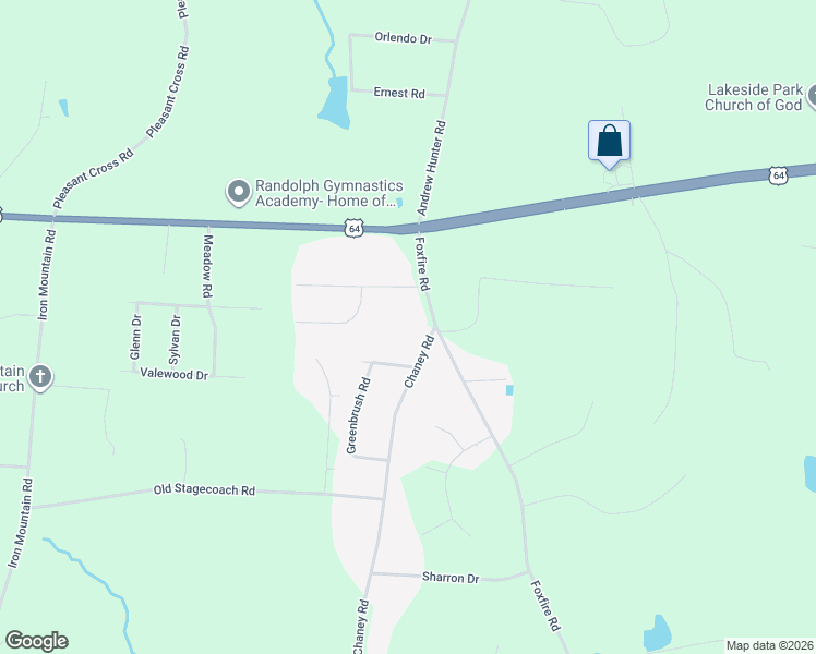 map of restaurants, bars, coffee shops, grocery stores, and more near 210 Chaney Road in Asheboro
