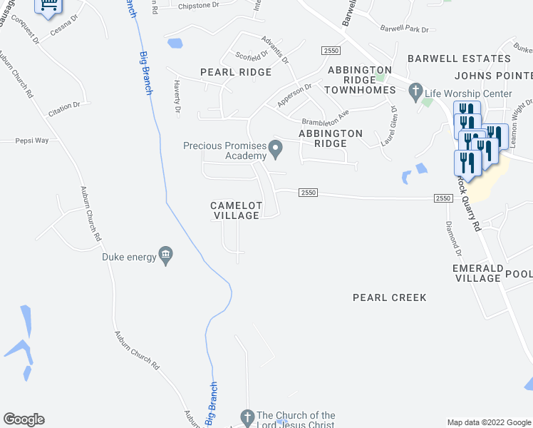 map of restaurants, bars, coffee shops, grocery stores, and more near 4728 Sir Michel Drive in Raleigh
