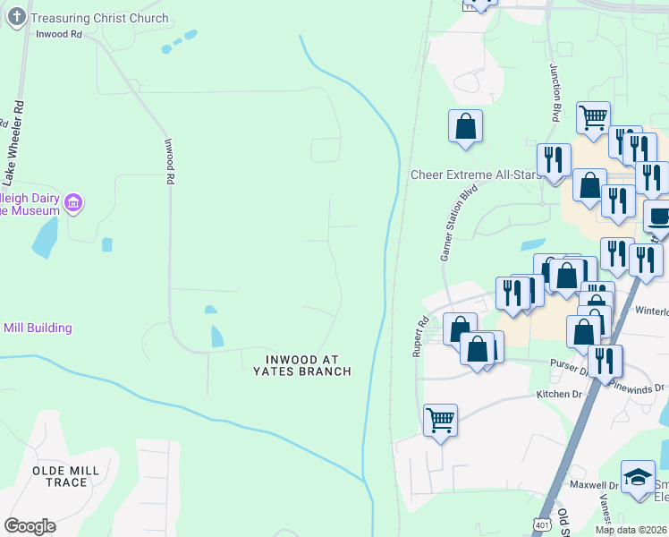map of restaurants, bars, coffee shops, grocery stores, and more near 241 Inwood Forest Drive in Raleigh
