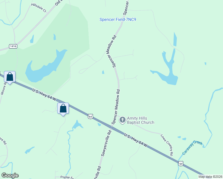 map of restaurants, bars, coffee shops, grocery stores, and more near 309 Spencer Meadow Road in Asheboro