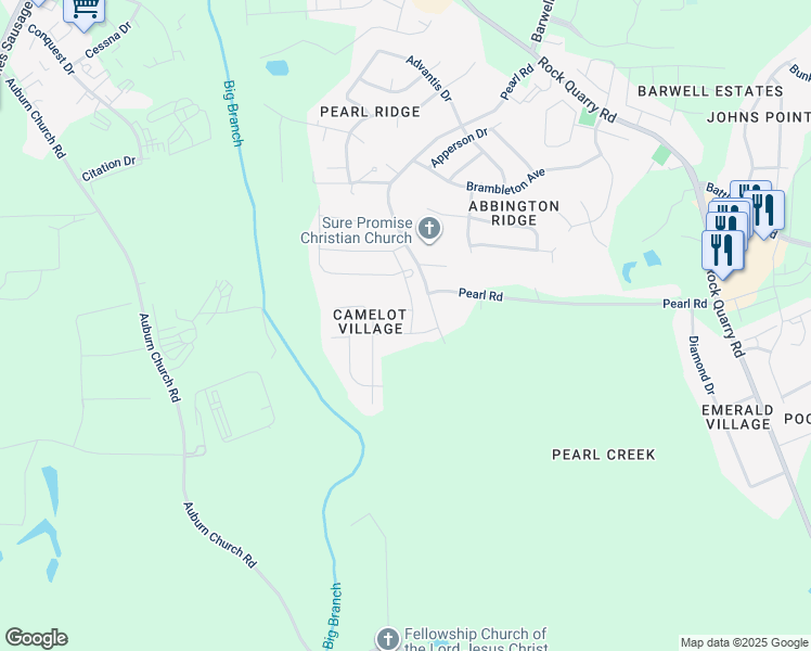 map of restaurants, bars, coffee shops, grocery stores, and more near 4727 Sir Michel Drive in Raleigh