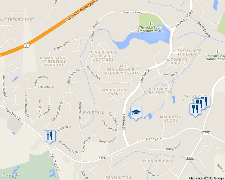 map of restaurants, bars, coffee shops, grocery stores, and more near 200 Devonbrook Lane in Cary