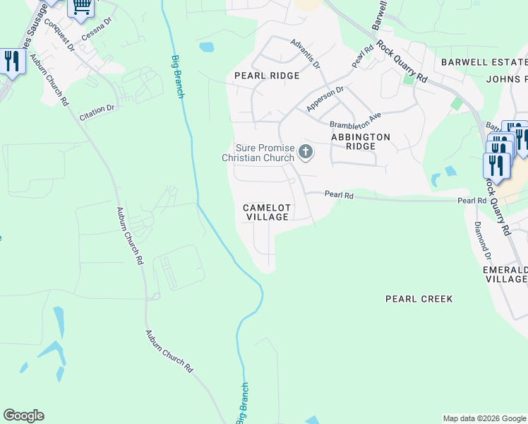 map of restaurants, bars, coffee shops, grocery stores, and more near in Wake County