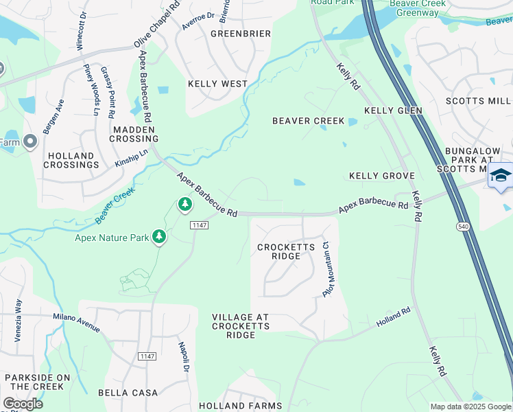 map of restaurants, bars, coffee shops, grocery stores, and more near 2387 Carradonna Way in Apex