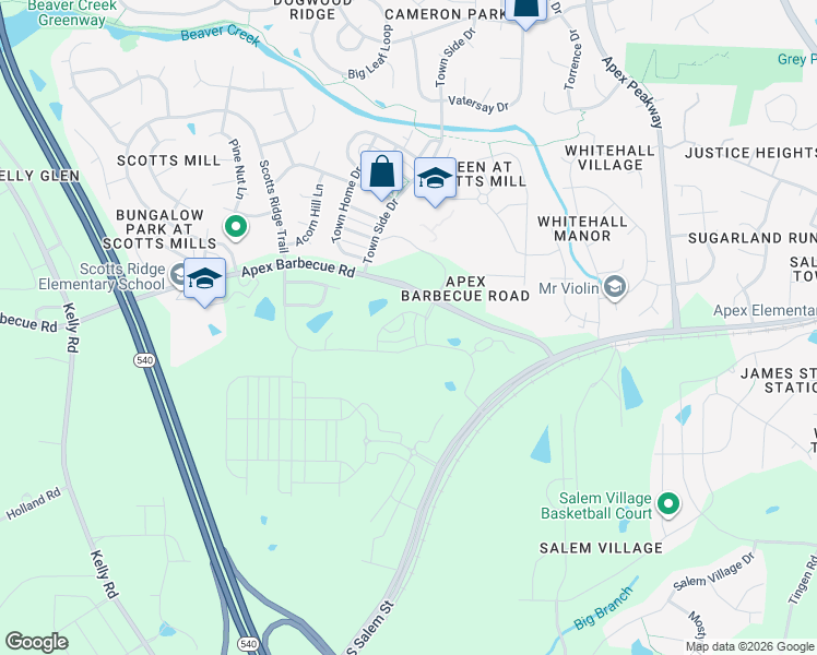 map of restaurants, bars, coffee shops, grocery stores, and more near 1815 Joscara Bend in Apex