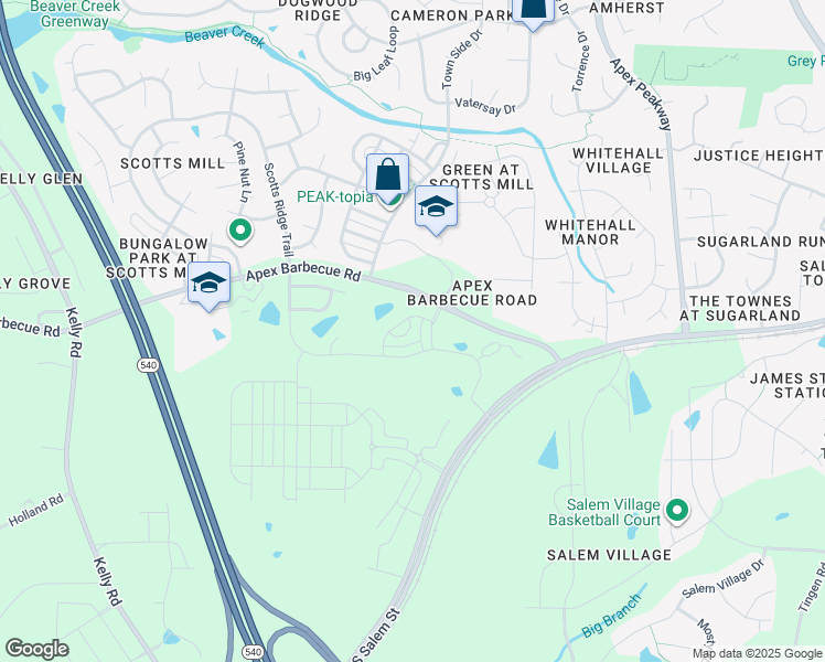map of restaurants, bars, coffee shops, grocery stores, and more near 1815 Joscara Bend in Apex