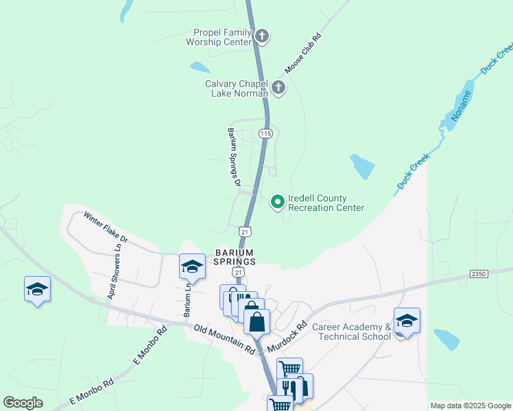 map of restaurants, bars, coffee shops, grocery stores, and more near in Iredell County