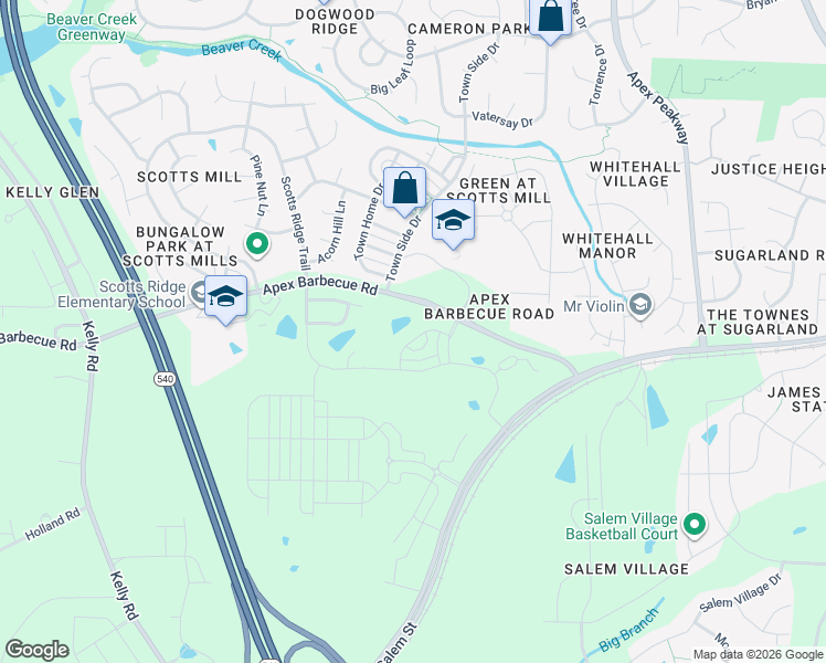 map of restaurants, bars, coffee shops, grocery stores, and more near 1830 Porch Swing Way in Apex