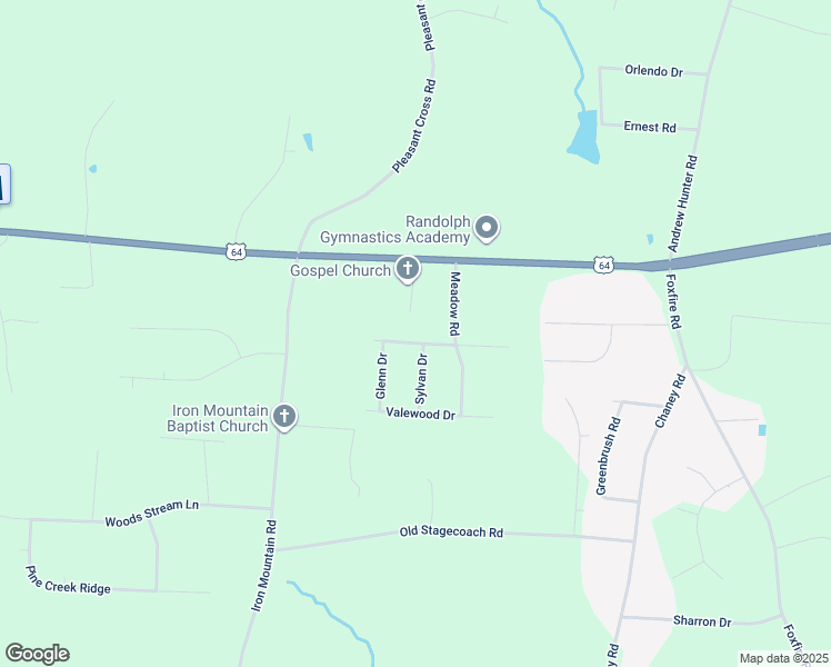 map of restaurants, bars, coffee shops, grocery stores, and more near 2741 Tanglewood Lane in Asheboro