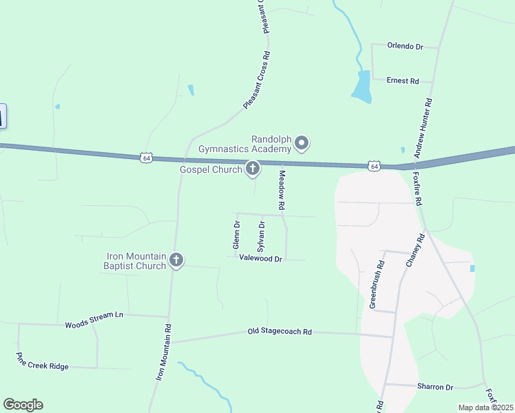 map of restaurants, bars, coffee shops, grocery stores, and more near 2741 Tanglewood Lane in Asheboro