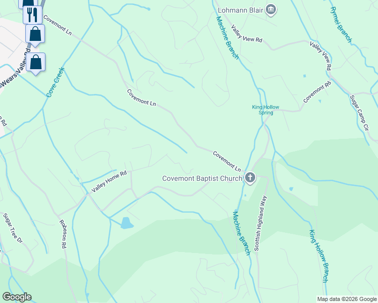 map of restaurants, bars, coffee shops, grocery stores, and more near 3510 Covemont Lane in Pigeon Forge