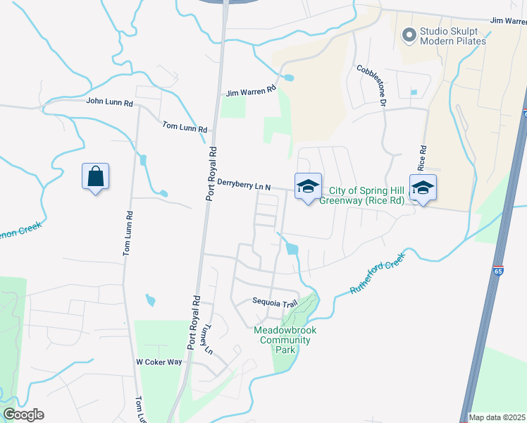 map of restaurants, bars, coffee shops, grocery stores, and more near 3007 Dena Lane in Spring Hill