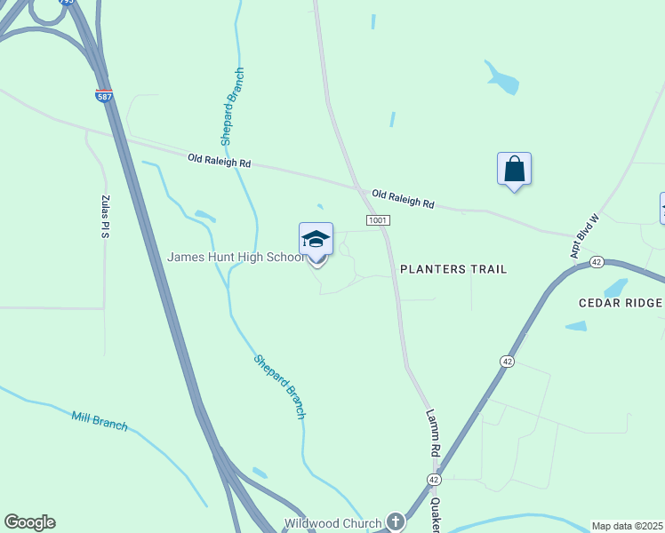 map of restaurants, bars, coffee shops, grocery stores, and more near 4559 Lamm Road in Wilson