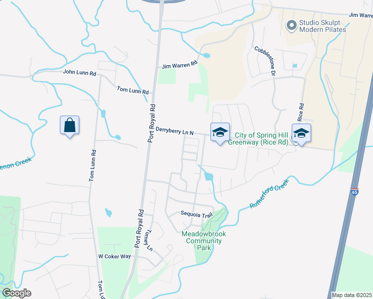 map of restaurants, bars, coffee shops, grocery stores, and more near 3003 Dena Lane in Spring Hill