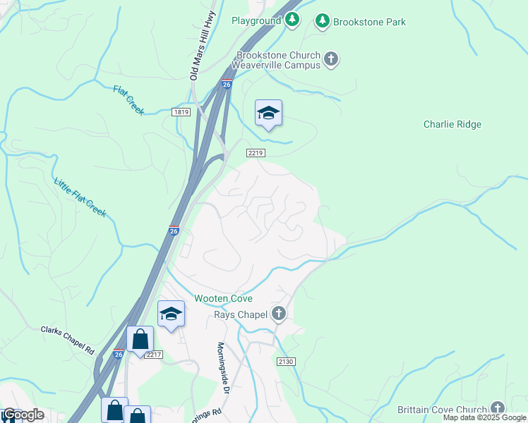 map of restaurants, bars, coffee shops, grocery stores, and more near 141 Starview Knoll in Weaverville