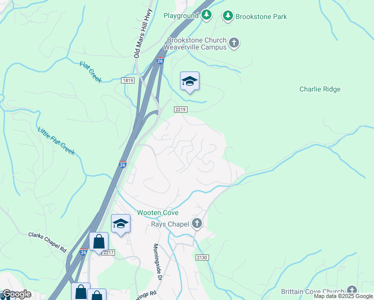 map of restaurants, bars, coffee shops, grocery stores, and more near 141 Starview Knoll in Weaverville