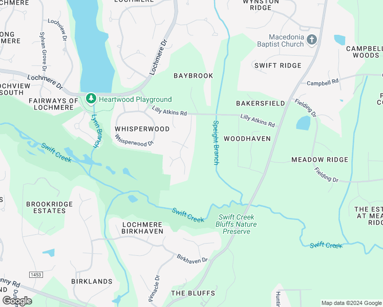 map of restaurants, bars, coffee shops, grocery stores, and more near 104 Comrie Place in Cary