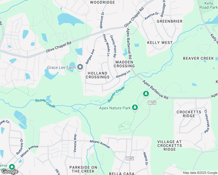 map of restaurants, bars, coffee shops, grocery stores, and more near 125 Saddle River Road in Apex