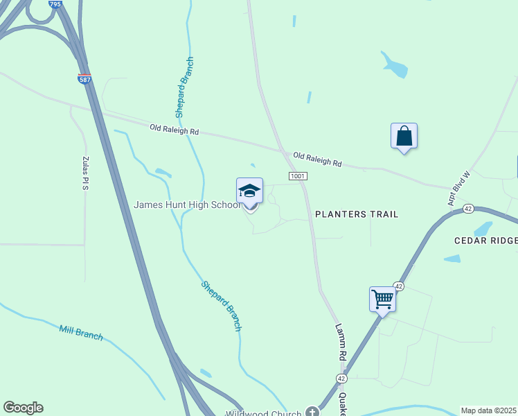 map of restaurants, bars, coffee shops, grocery stores, and more near 4559 Lamm Road in Wilson